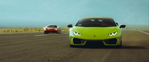 Preview wallpaper lamborghini huracan, lamborghini, car, green, road