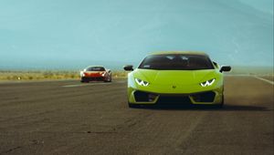 Preview wallpaper lamborghini huracan, lamborghini, car, green, road