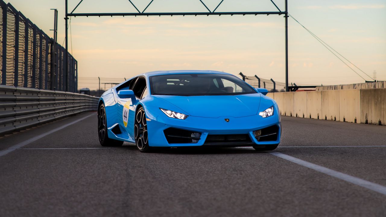 Wallpaper lamborghini huracan, lamborghini, car, sports car, blue, track, road