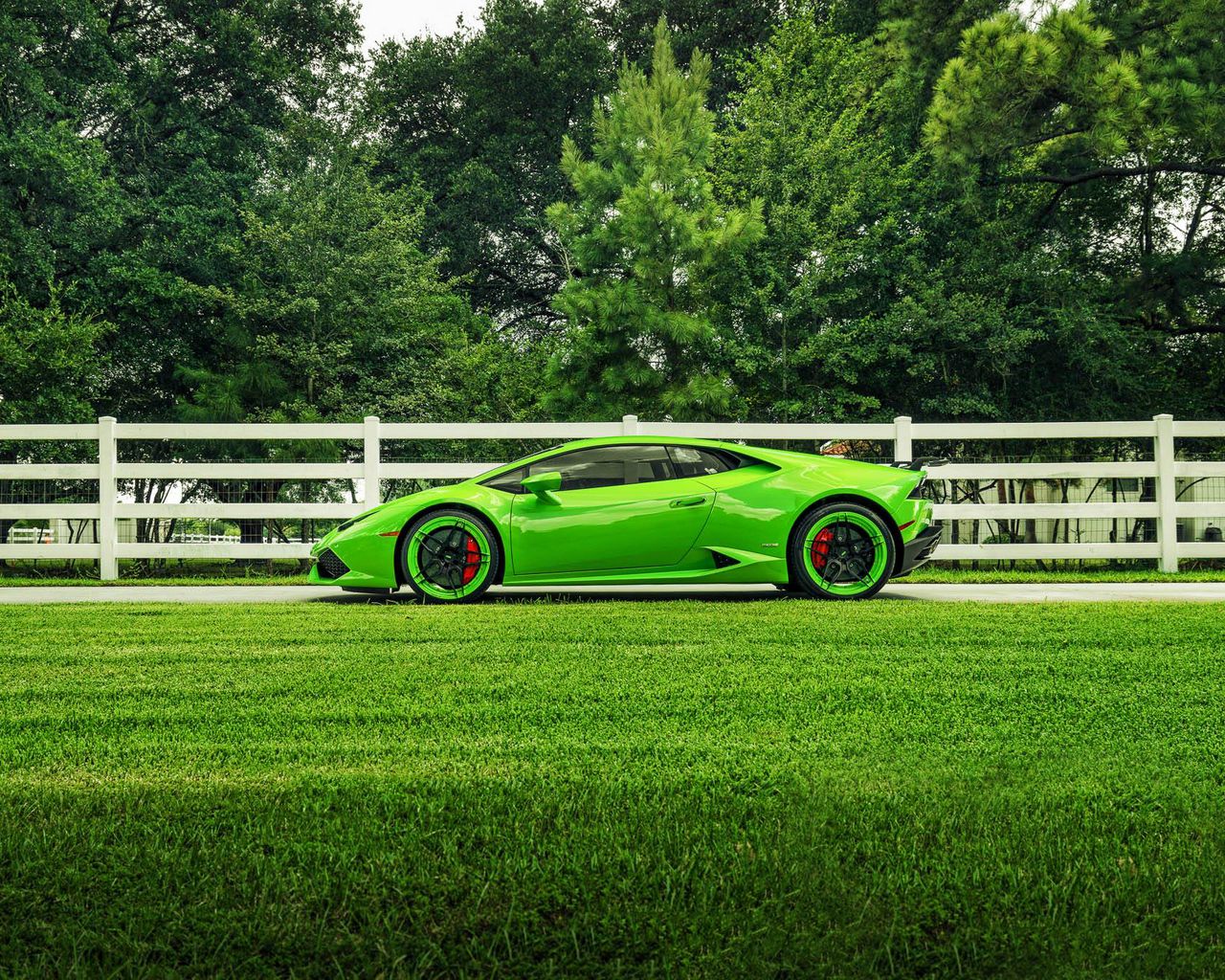 1280x1024 Wallpaper lamborghini, huracan, lp610-4, green, side view