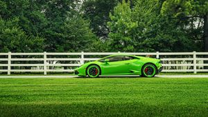 Preview wallpaper lamborghini, huracan, lp610-4, green, side view