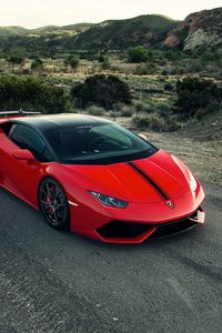 Preview wallpaper lamborghini, huracan, red, side view