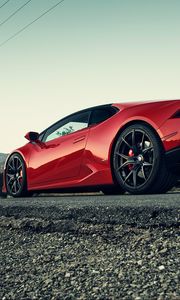 Preview wallpaper lamborghini, huracan, red, side view