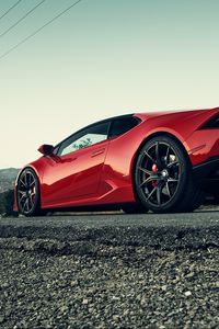 Preview wallpaper lamborghini, huracan, red, side view