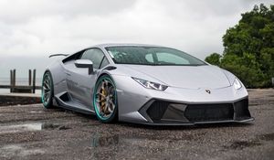 Preview wallpaper lamborghini, huracan, vorsteiner, gray, side view