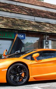 Preview wallpaper lamborghini, lp 700-4, orange, cars, side view