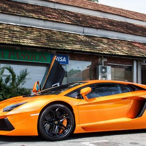 Preview wallpaper lamborghini, lp 700-4, orange, cars, side view