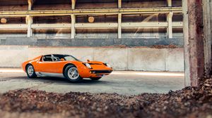 Preview wallpaper lamborghini, miura s, orange, cars, side view