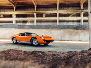 Preview wallpaper lamborghini, miura s, orange, cars, side view