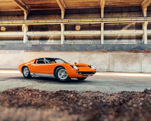 Preview wallpaper lamborghini, miura s, orange, cars, side view