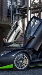 Preview wallpaper lamborghini, murcielago lp750, black, green, auto