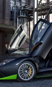 Preview wallpaper lamborghini, murcielago lp750, black, green, auto