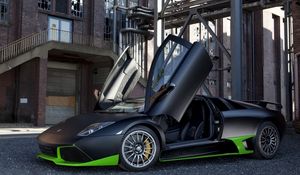 Preview wallpaper lamborghini, murcielago lp750, black, green, auto