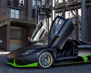 Preview wallpaper lamborghini, murcielago lp750, black, green, auto