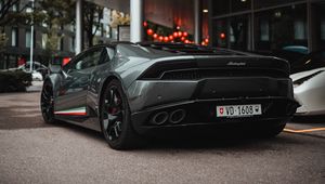 Preview wallpaper lamborghini, sports car, car, rear view, black