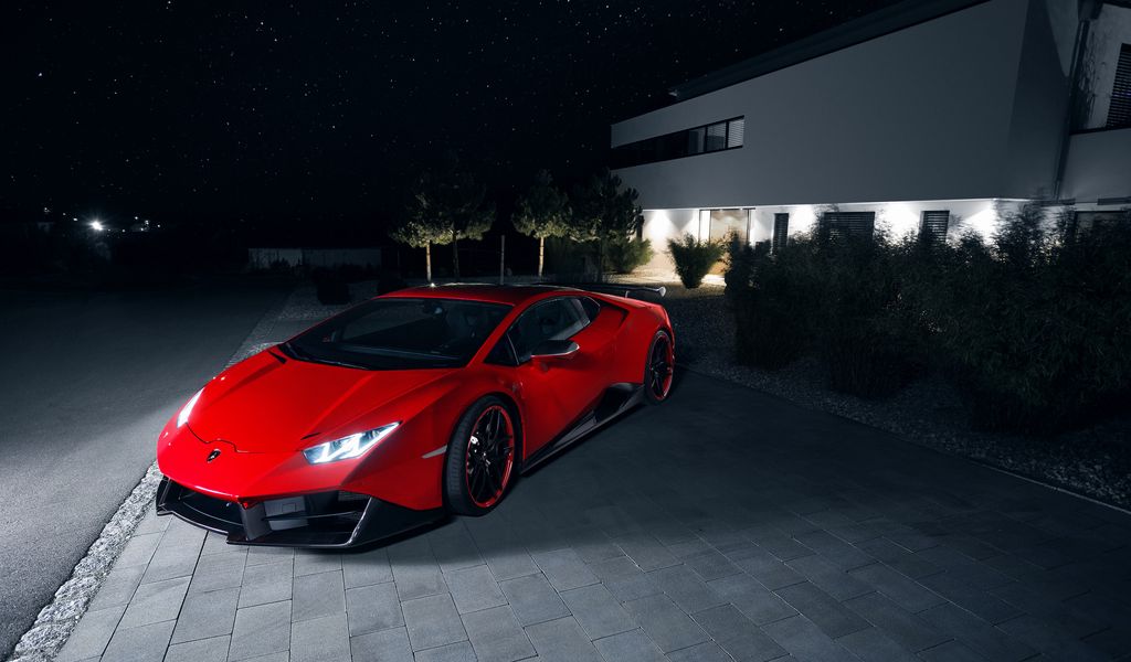 1024x600 Wallpaper lamborghini, sports car, supercar, red
