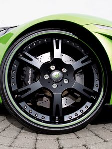 Preview wallpaper lamborghini, wheel, green