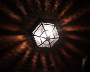 Preview wallpaper lamp, chandelier, light, rays, shadows, wood, dark