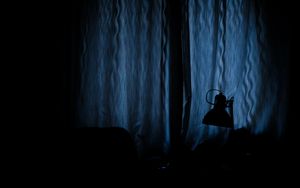 Preview wallpaper lamp, dark, darkness, curtains, window