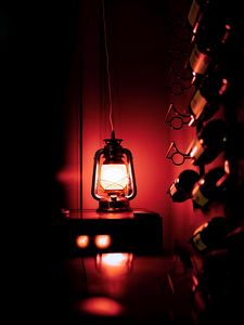 Preview wallpaper lamp, dark, neon, red