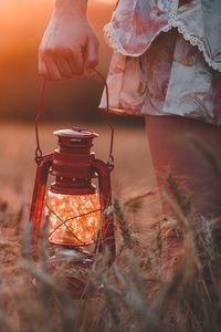 Preview wallpaper lamp, field, grass, hand