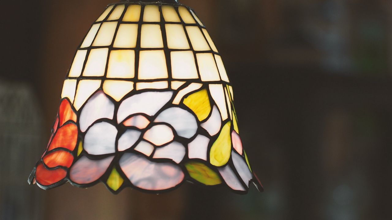 Wallpaper lamp, lamp shade, colorful, stained glass, glass