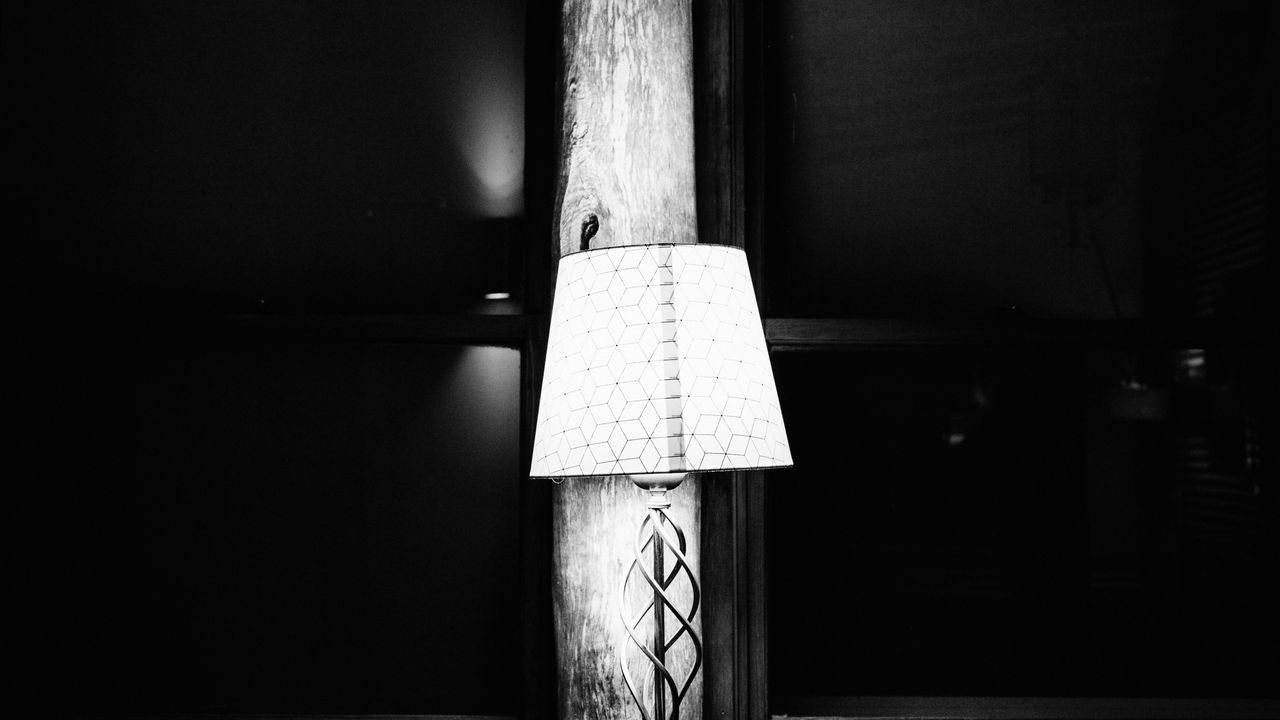 Wallpaper lamp, lampshade, bw, electricity, interior