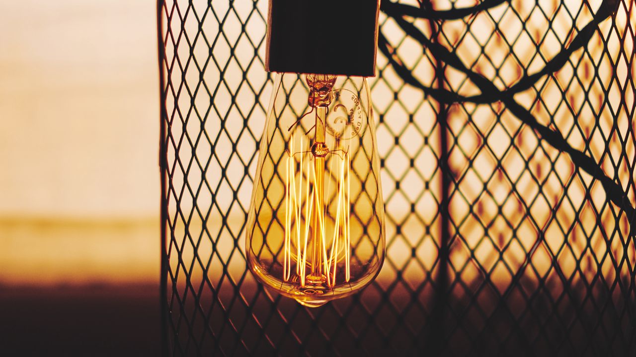 Wallpaper lamp, lattice, blur, sunset, macro