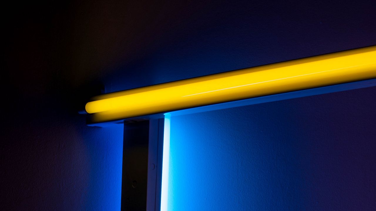 Wallpaper lamp, neon, glow, room, wall