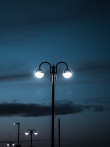 Preview wallpaper lamp posts, night, lighting, dark