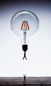 Preview wallpaper lamp, silhouettes, flight, imagination