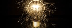 Preview wallpaper lamp, sparks, glow, black