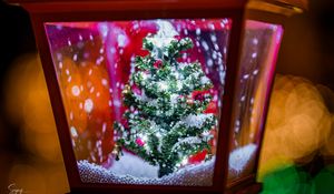 Preview wallpaper lamp, spruce, snow, decor, new year