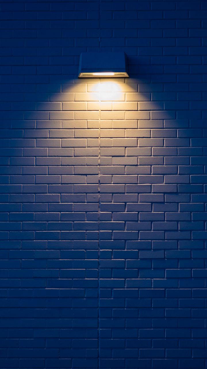 720x1280 Wallpaper lamp, wall, brick, light, lighting