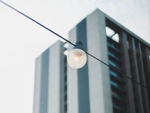 Preview wallpaper lamp, wires, building, focus