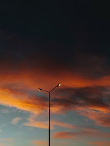 Preview wallpaper lamppost, clouds, dusk, evening