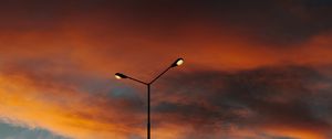 Preview wallpaper lamppost, clouds, dusk, evening