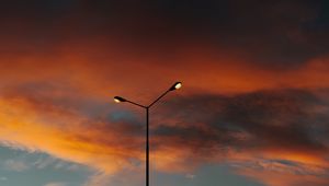 Preview wallpaper lamppost, clouds, dusk, evening