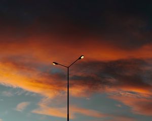 Preview wallpaper lamppost, clouds, dusk, evening