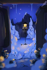 Preview wallpaper lamppost, night, winter, snow, art