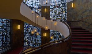 Preview wallpaper lamps, chandelier, staircase, windows, stained glass, architecture
