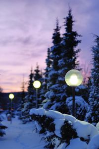Preview wallpaper lamps, snow, winter, evening