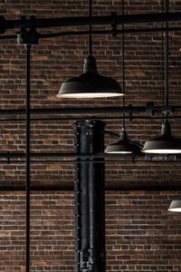 Preview wallpaper lamps, wall, bricks, iron