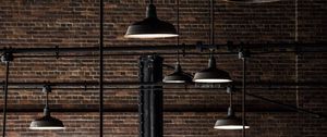 Preview wallpaper lamps, wall, bricks, iron