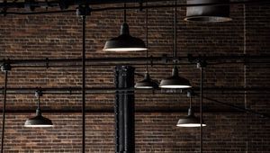 Preview wallpaper lamps, wall, bricks, iron