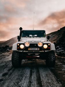 Preview wallpaper land rover, car, lights, front view, white