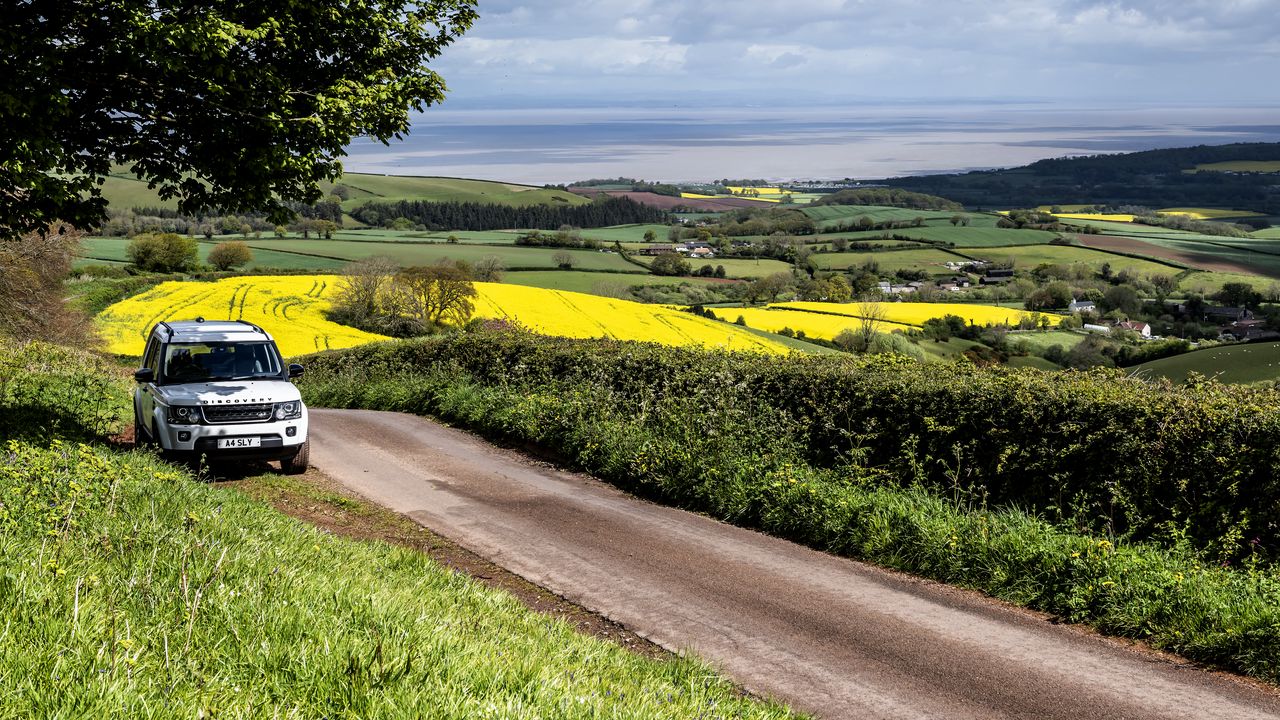 Wallpaper land rover, car, suv, white, road, nature