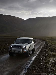 Preview wallpaper land rover, dc100, side view, mud, suv