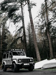 Preview wallpaper land rover defender, land rover, car, suv, white