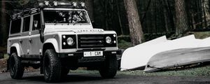 Preview wallpaper land rover defender, land rover, car, suv, white